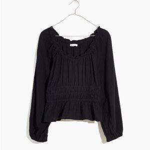 NWT Madewell Sophia Top in Textured Plaid | Black, 100% Cotton | Women’s Plus 2X